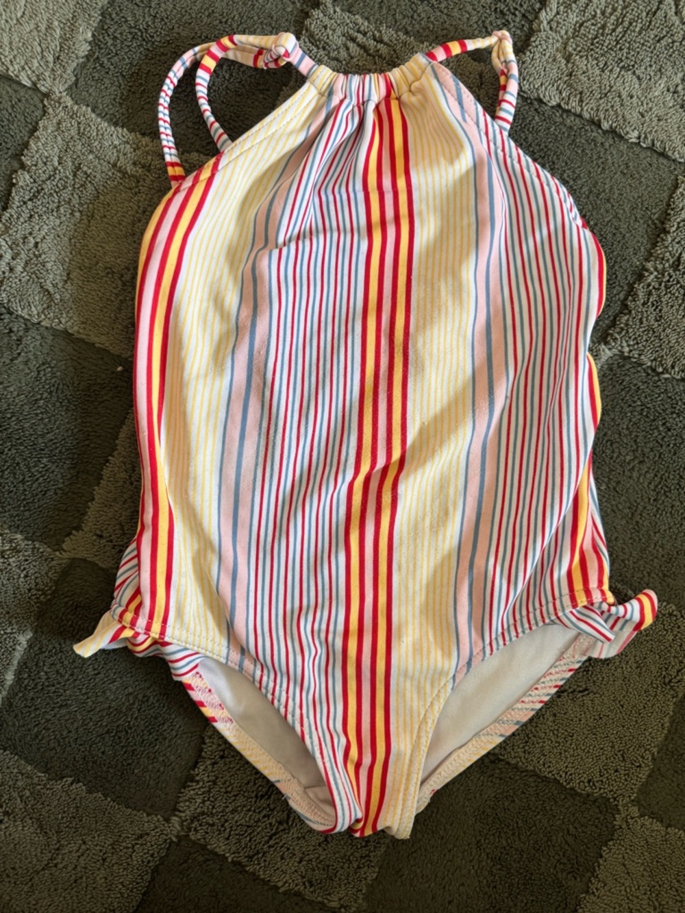 Roxy Girls' Striped Halter One-Piece Swimsuit in Yellow, Red, Pink, Blue
